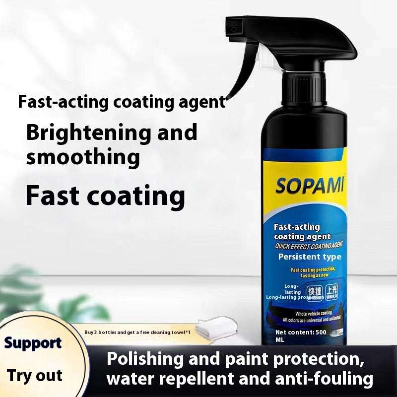 Automotive coating agent bottle for quick car paint waxing and brightening