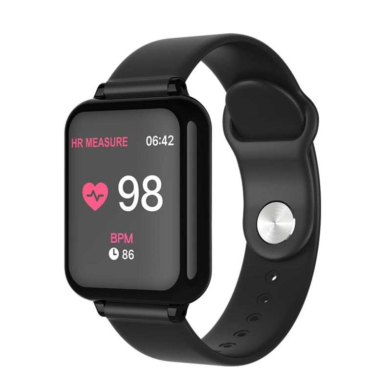 Montre Connectée B57 sportive avec écran couleur IPS, suivi santé avancé, notifications en temps réel, compatible iPhone et Android.