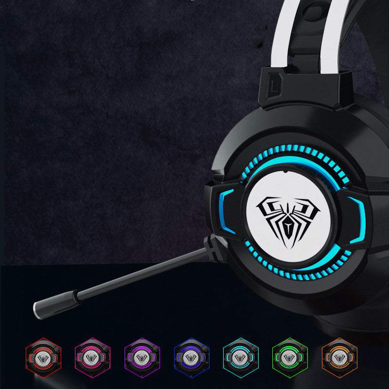 Casque Gaming S602 with virtual 7.1 surround sound, active noise reduction, omnidirectional mic, 50mm speakers, and RGB lighting