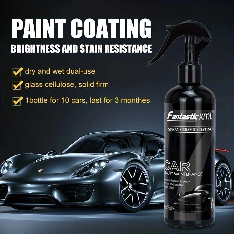 300ml bottle of Nanometer Crystal Car Spray Wax Coating by PRIMOVA with microfiber towel option