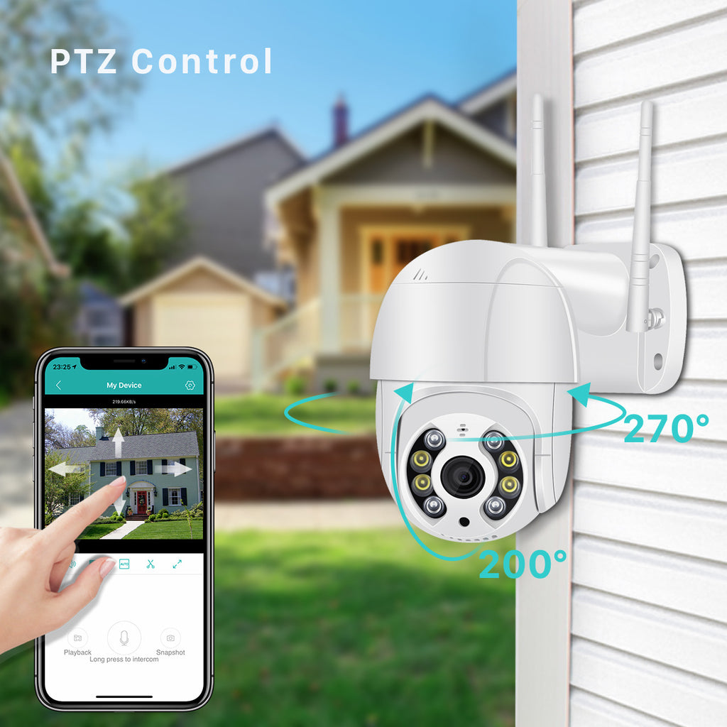 Caméra WiFi Extérieure HD 1080p – Étanche IP66, Vision Nocturne 60m & Détection Mouvement
