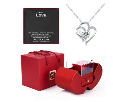 Collier Éternel avec Rose Artificielle – Coffret Cadeau Romantique