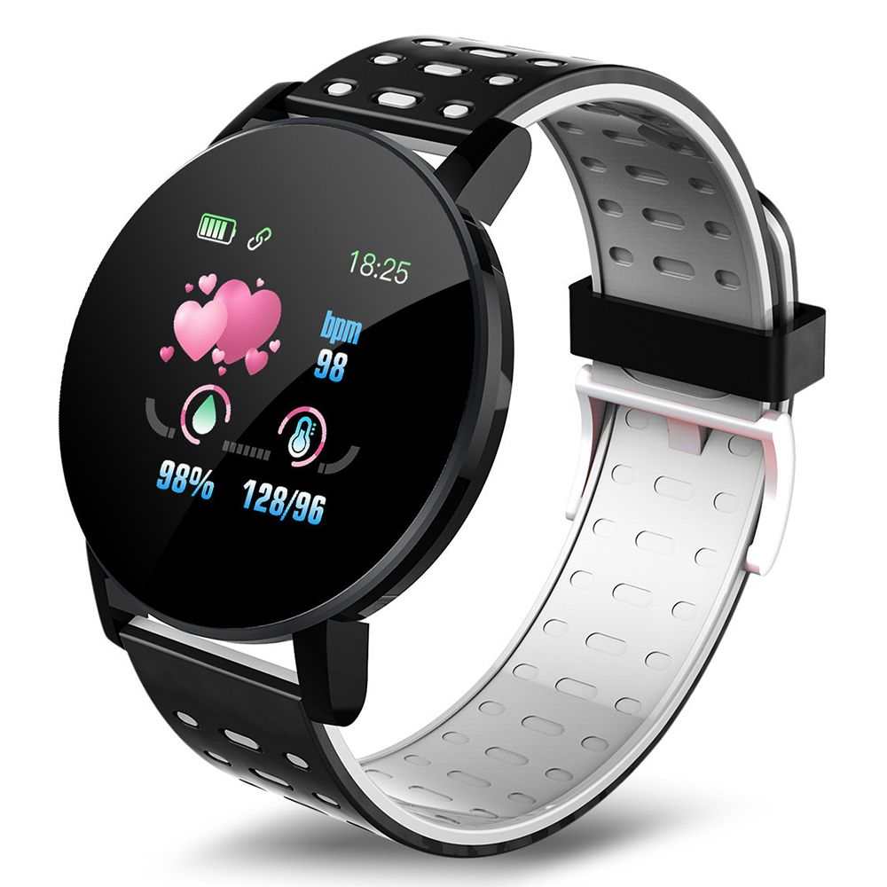 Montre Connectée 119 Plus avec suivi fréquence cardiaque, Bluetooth, écran LED 1,3 pouce et autonomie 7 jours