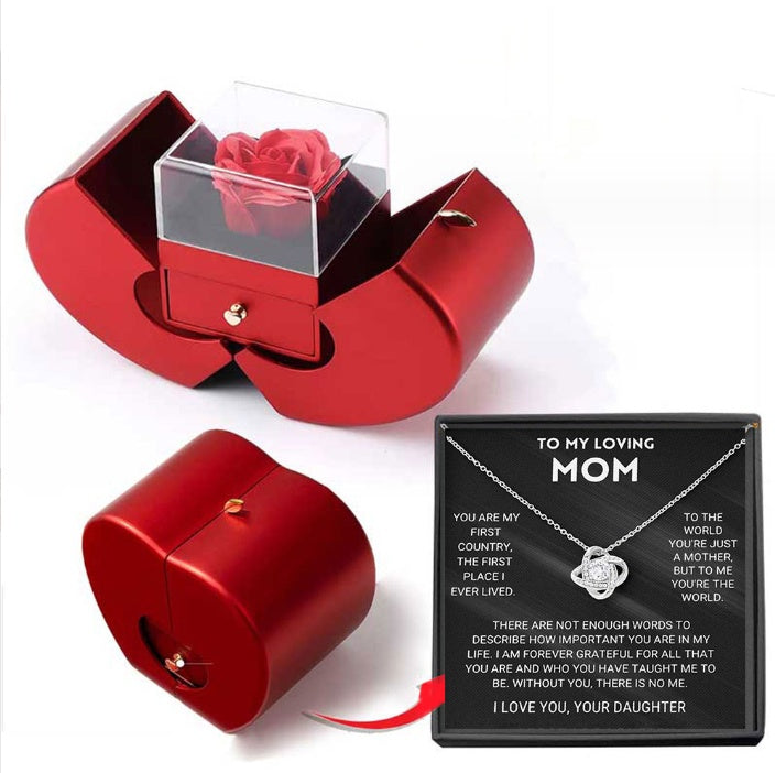 Collier Éternel avec Rose Artificielle – Coffret Cadeau Romantique