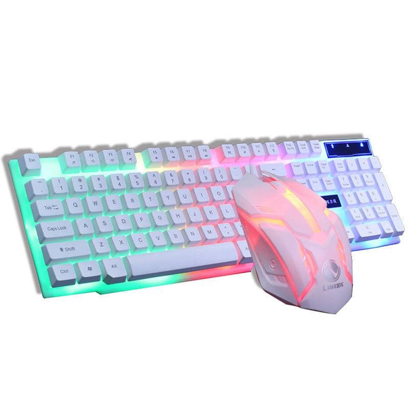 Combo clavier souris gaming GTX300 rétroéclairé 104 touches 1600 DPI noir et blanc USB plug and play