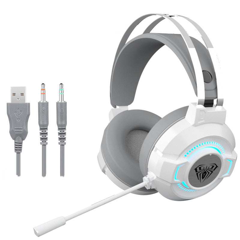 Casque Gaming S602 avec son surround 7.1 virtuel, réduction de bruit active, micro omnidirectionnel, haut-parleurs 50mm, et éclairage RGB respirant multicolore.