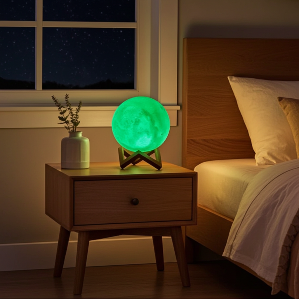 Lampe Lune Étoilée D5 8cm – Veilleuse LED avec Support