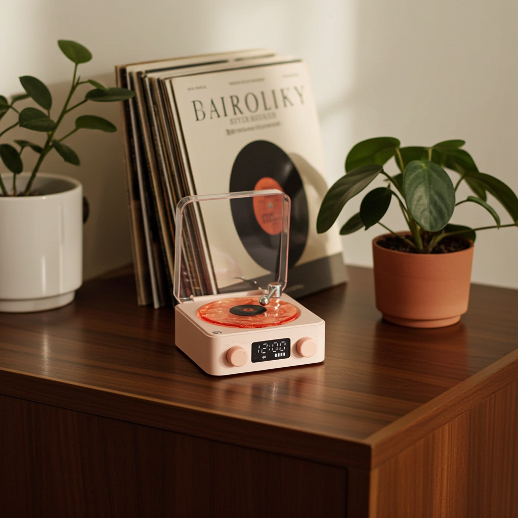 Mini Enceinte Bluetooth Rétro – Bruit Blanc, Sons Nature & Lumière RGB