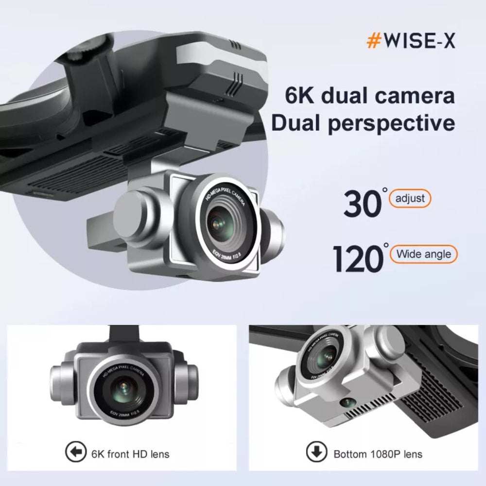 Drone V14 Pro 6K double caméra HD avec télécommande et protections d’hélices en vol