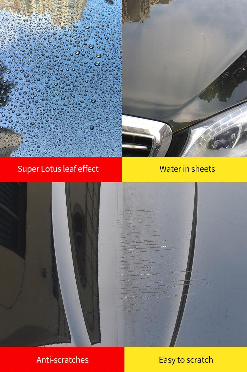 300ml PRIMOVA Nanometer Crystal Car Spray Wax Coating bottle next to a microfiber towel