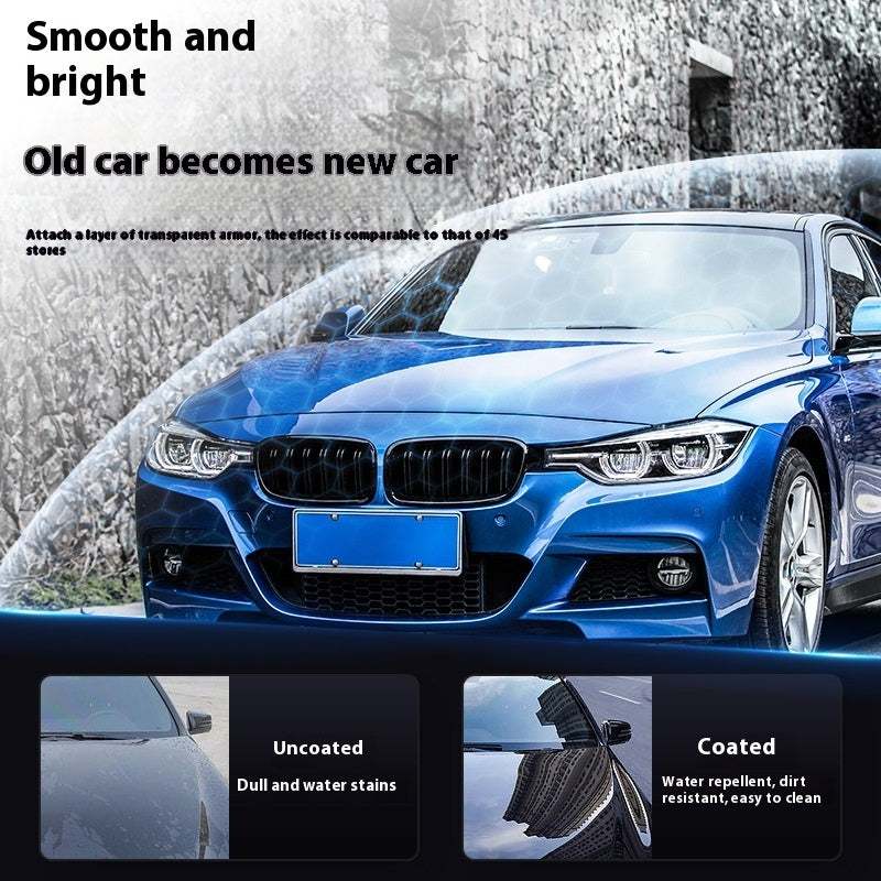 Bottle of automotive coating agent for quick car paint waxing and protection