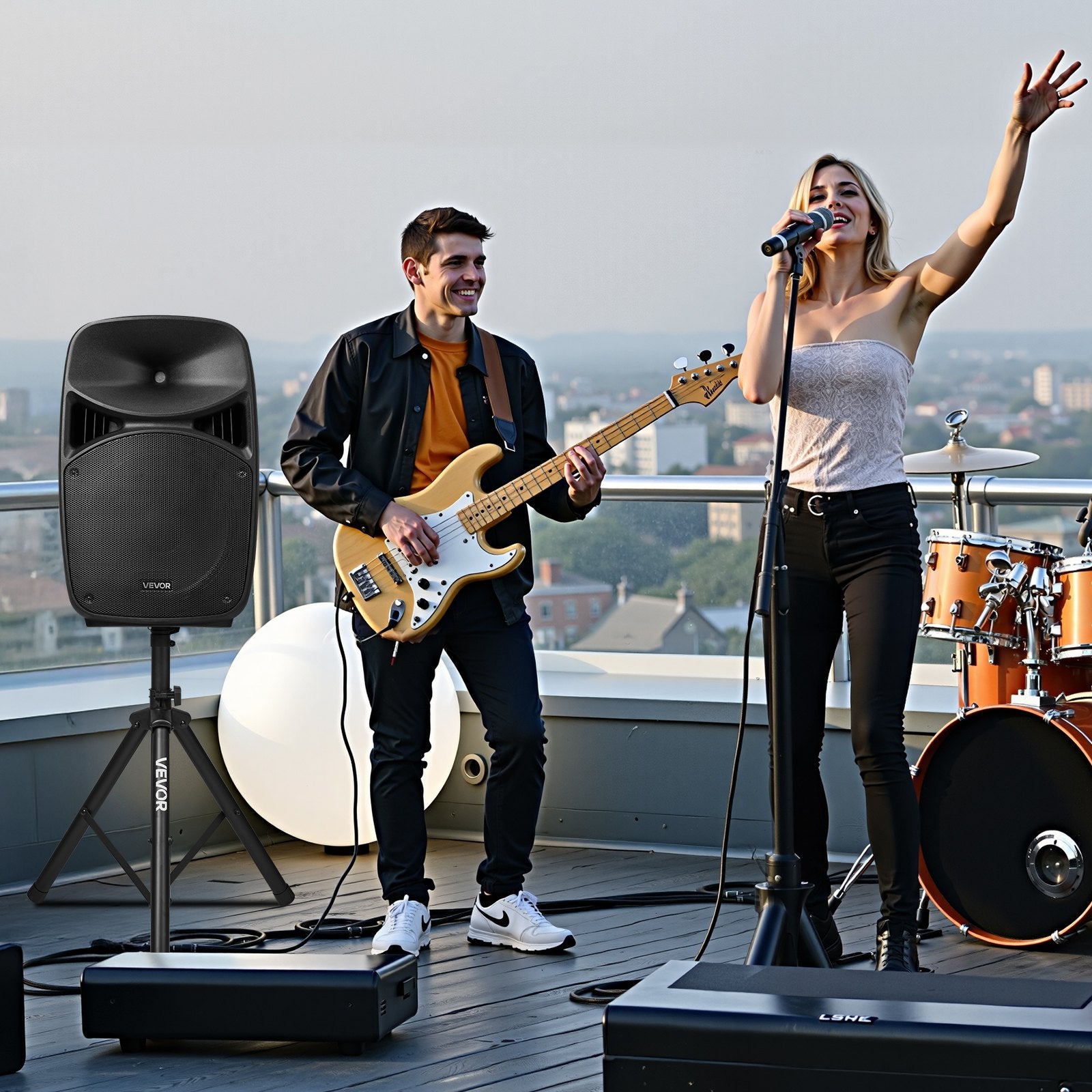 Système PA Portable 2000W – 2 Haut-parleurs 15 po, Mixeur 3 canaux & Bluetooth 5.0